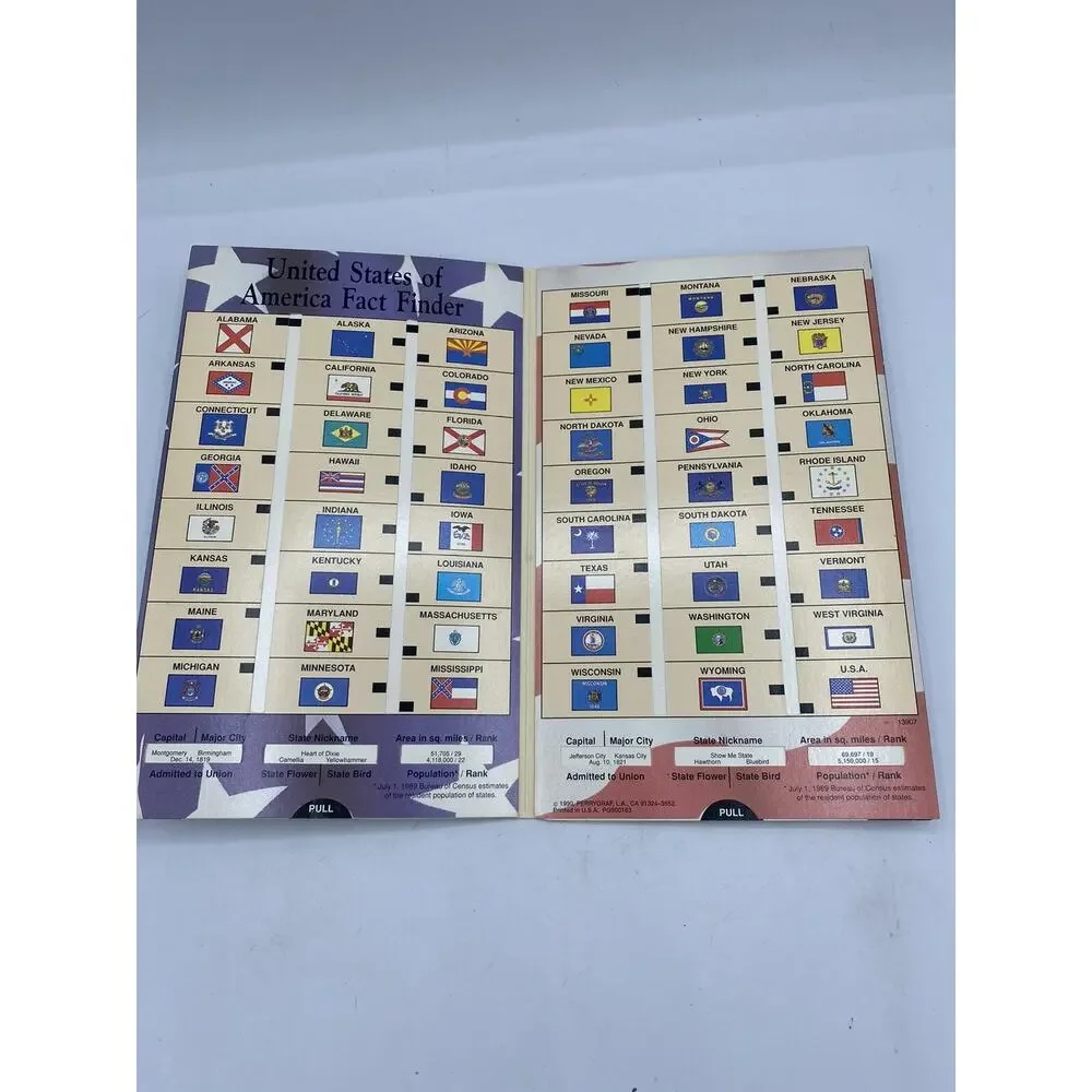 DISCOVER AMERICA Slide-A-Fact 1990 PERRYGRAF Slide Chart Guide MB#13